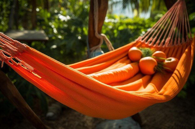 Foto il succo di carota che viene versato in un bicchiere con una fetta di anguria