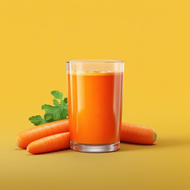 Foto succo di carota e carote con sfondo studio