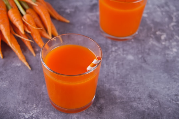 Carrot juice in glasses