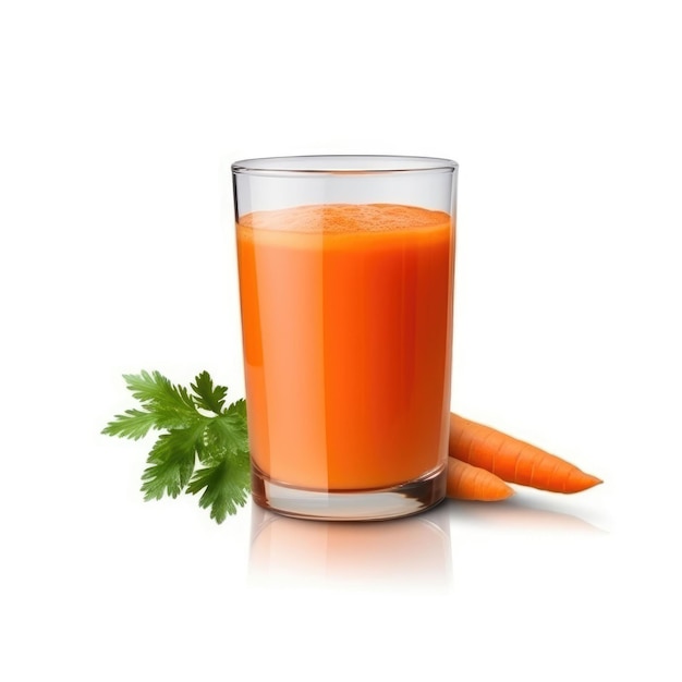 Foto succo di carota con sfondo bianco isolato