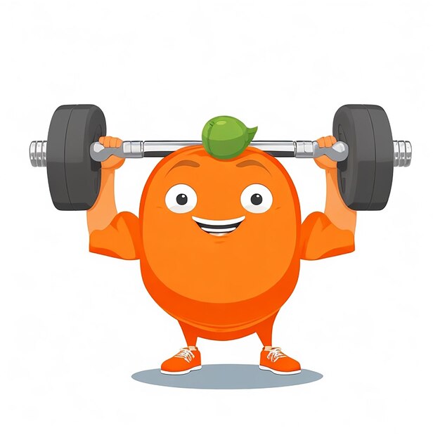 Photo carrot lifting dumbbell vector cartoon character ai image