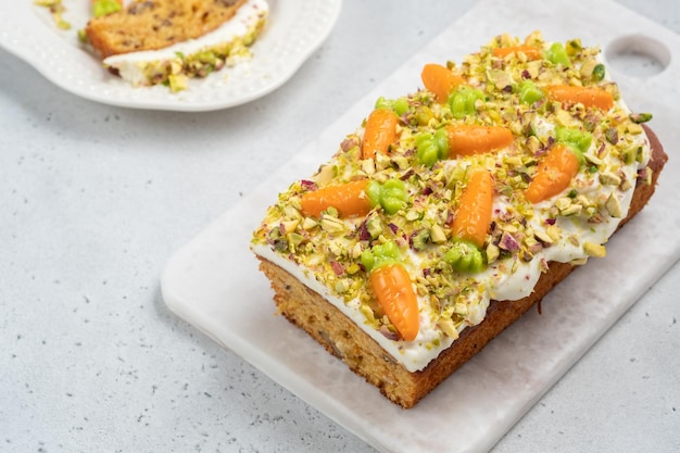 Carrot loaf cake with walnuts