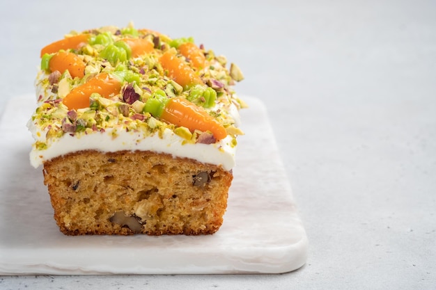 Carrot loaf cake with walnuts