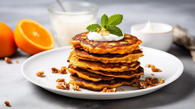 Carrot oat pancakes on a plate