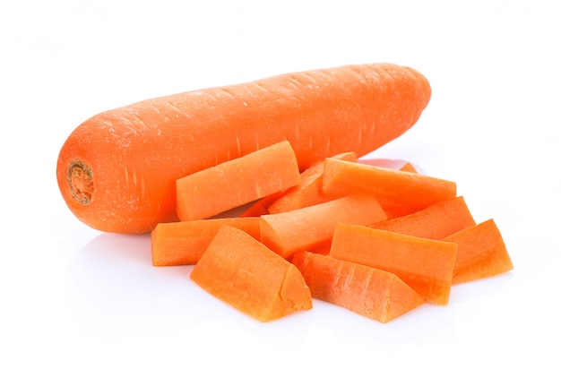 Carrot slices isolated on white surface