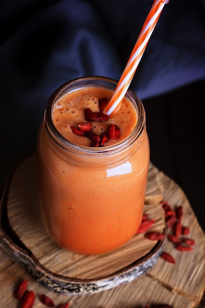 Carrot smoothie with berries goji snack detox