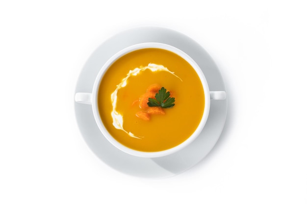 Carrot soup with cream and parsley