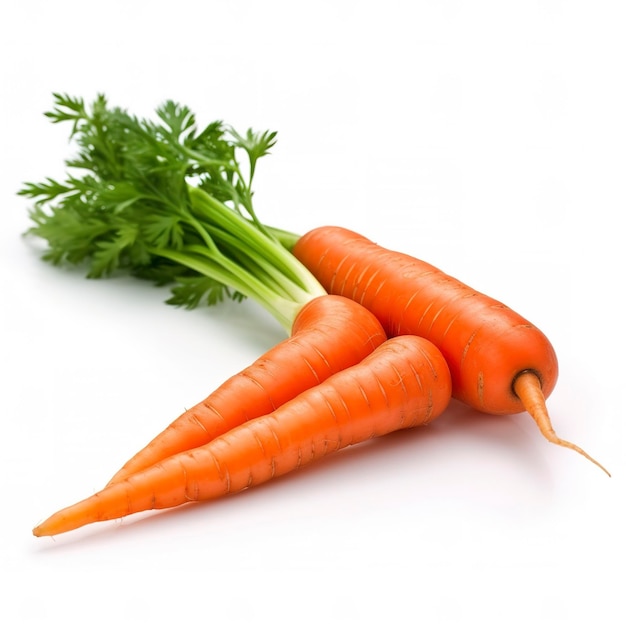 Морковный овощ с листьями, изолированными на белом фоне, вырезает ai