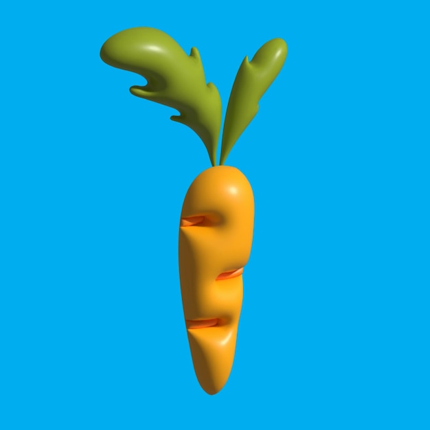 Carrot vegetables fruit 3d render for healthy food 3d model render