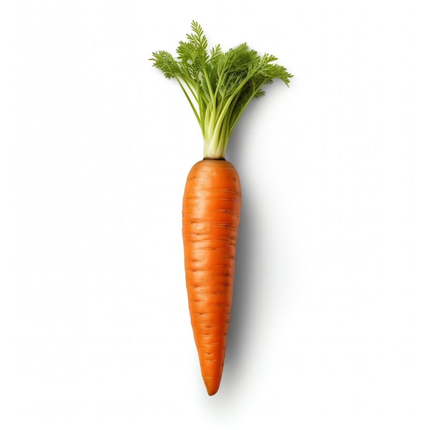 A carrot with green leaves