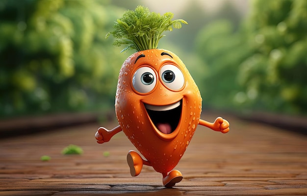 carrot with a happy expression running animation