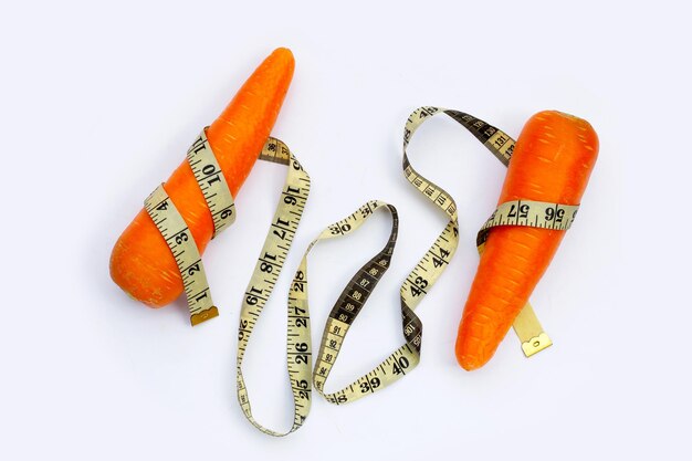 Carrot wrapped in measuring tape