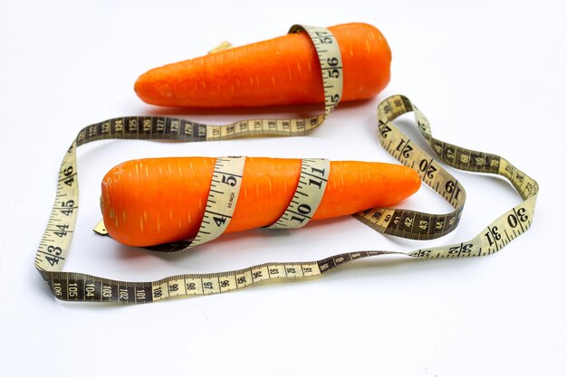 Carrot wrapped in measuring tape