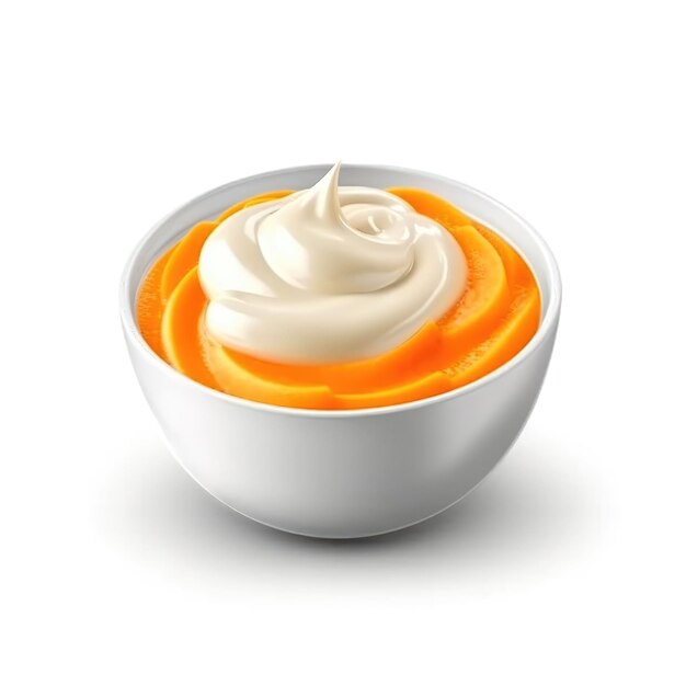 Foto yogurt alla carota e yogurt con sfondo bianco isolato