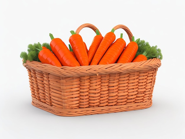 Carrots in the basket on white background