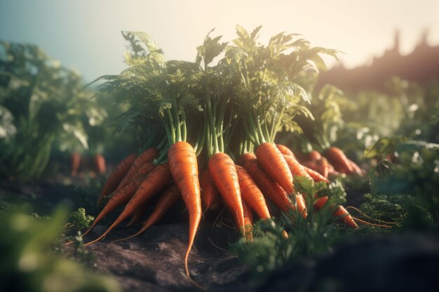 Carrots growing farming Village earth Generate Ai