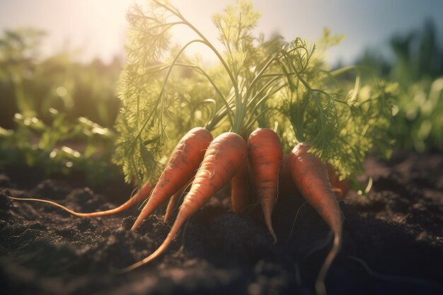 Carrots growing Harvest farming plants Generate Ai