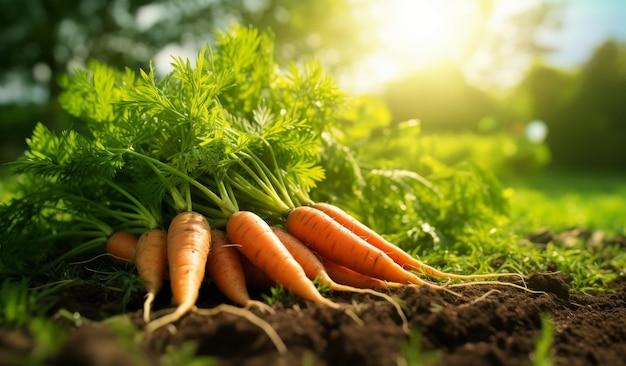 морковь, растущая под почвой в саду
