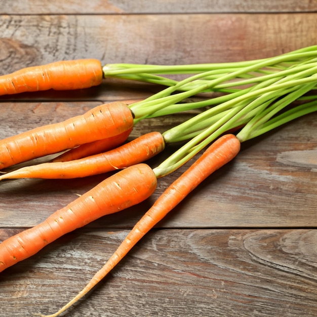 Carrots on wooden table