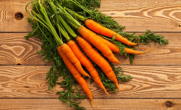 Carrots on a wooden