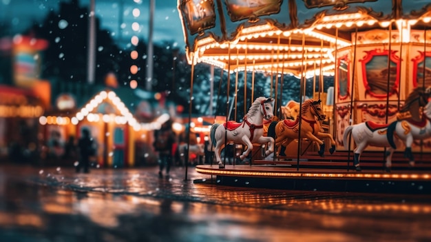 carrousel met carrousel op de achtergrond