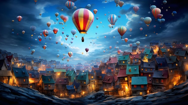 Carry me home my trusted balloons colorful surrealism