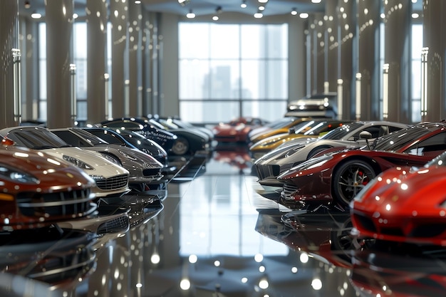 Photo cars in the car showroom on bokeh style background