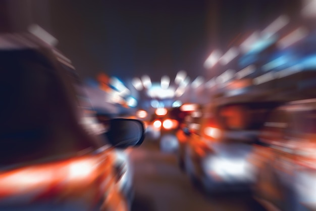 cars in the city road zoom movement / abstract blurred background, urban transport concept