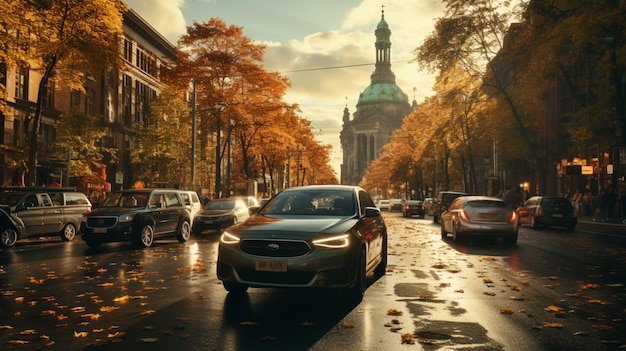 Cars driving on street aerial or top view