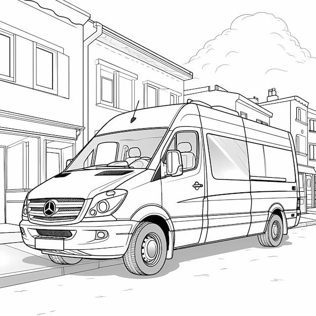 幼児向けのカーズ・ガロアの塗り絵 漫画スタイルの救急車など