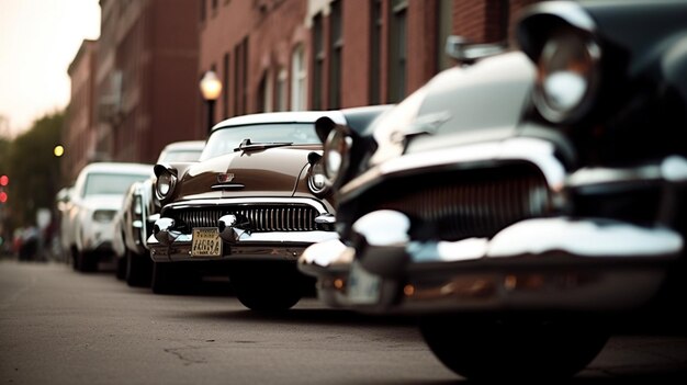 Cars parked on a street in front of a brick building