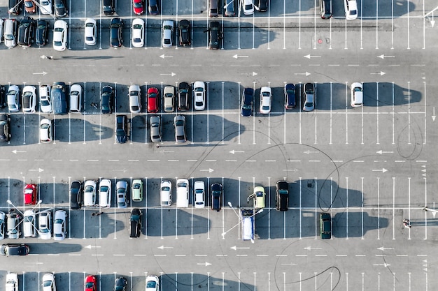 Cars on parking from above