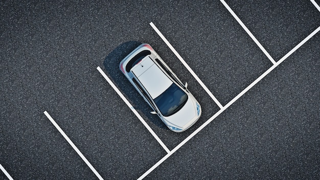 cars in parking lot 3d rendering