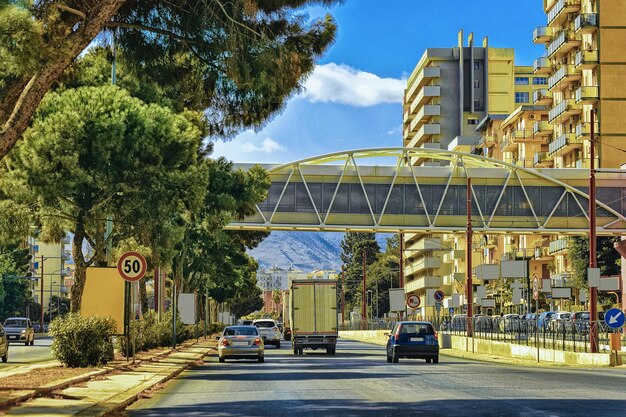 Cars on the road in Palermo, Sicily, Italy