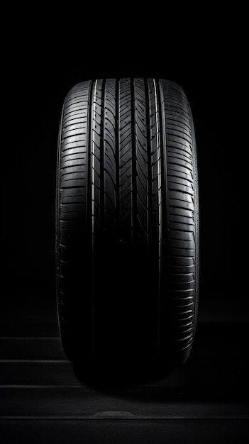 cars tire on a dark background