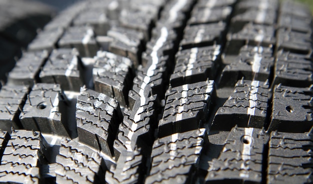 Cars tires close up