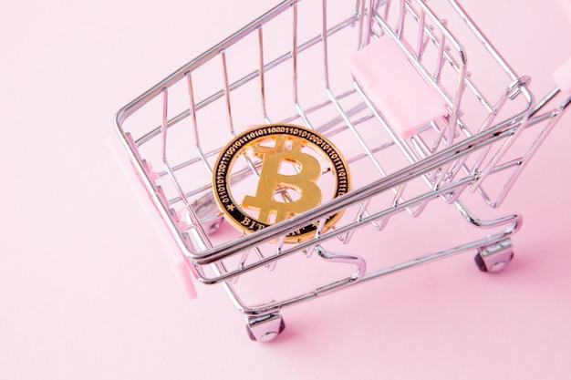 Cart with bitcoin top view