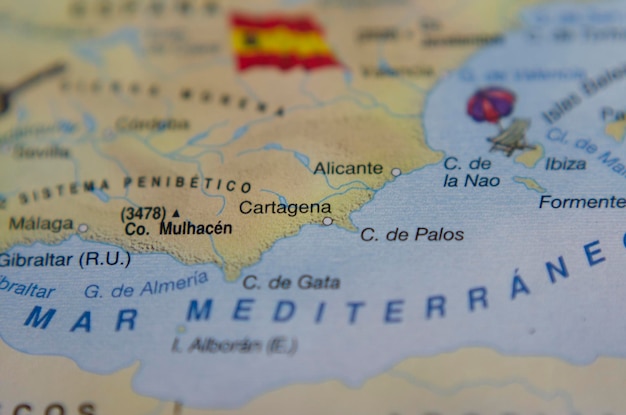 Photo cartagena city map in spain travel concept