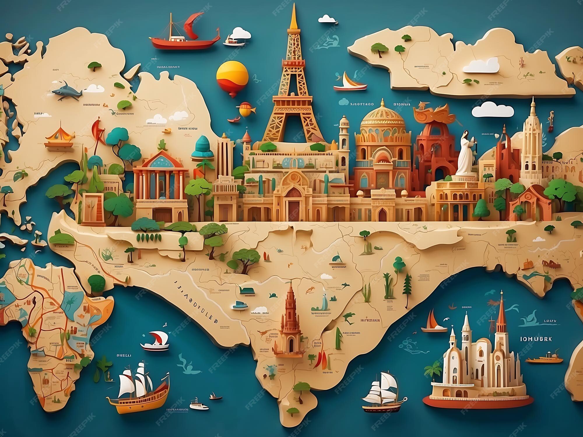 Premium AI Image  Cartographic Canvas Exploring the World Through Map Outlines