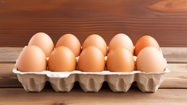 A Carton of Eggs Sitting on Top of a Wooden Table