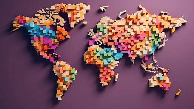 카튼 세계 지도 글로벌 물류 운송 및 전 세계 배달 사업 Generative Ai