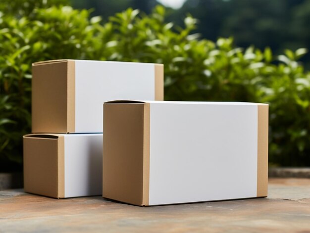 Photo cartons box mockup with isolated background