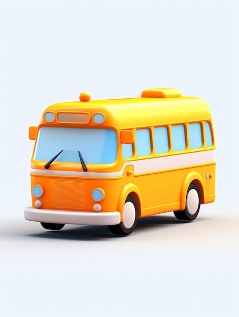 Cartoon 3D bus illustratie gele schoolbus concept illustratie