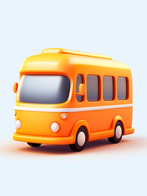 Фото Иллюстрация мультфильма 3d-автобус желтый школьный автобус концепция иллюстрация