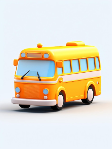 カートゥーン 3D バス イラスト イエロー スクールバス コンセプト イラスト