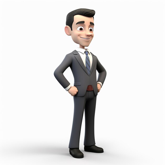Cartoon 3d of business man isolated on white