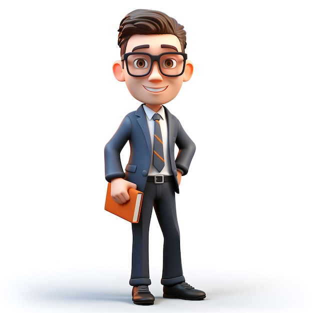 Cartoon 3d of business man isolated on white