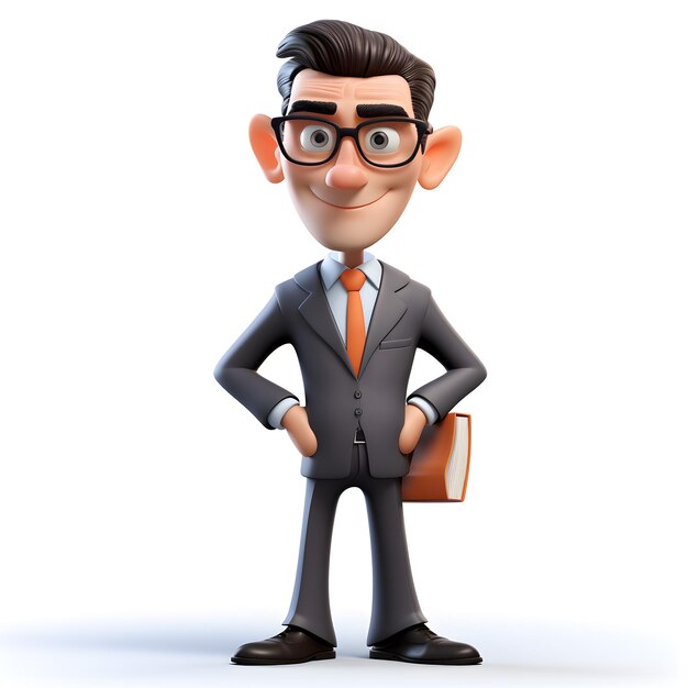 Cartoon 3d of business man isolated on white