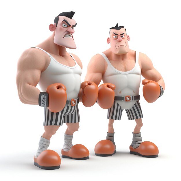 Cartoon 3d character of two boxer