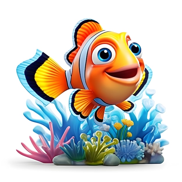 클로언 물고기의 만화 3d